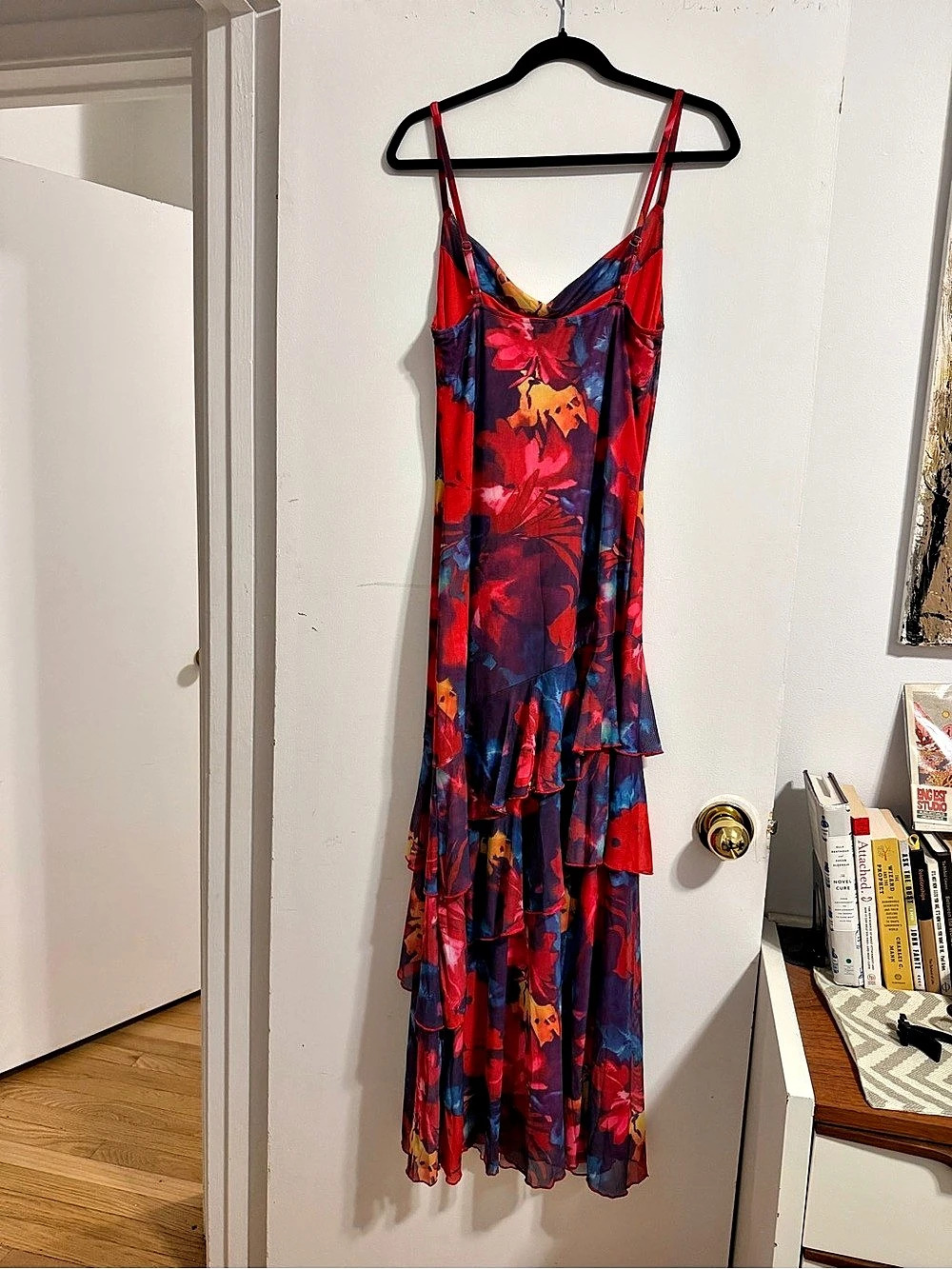 Floral Maxi Dress in Red & Purple Size Medium Like New